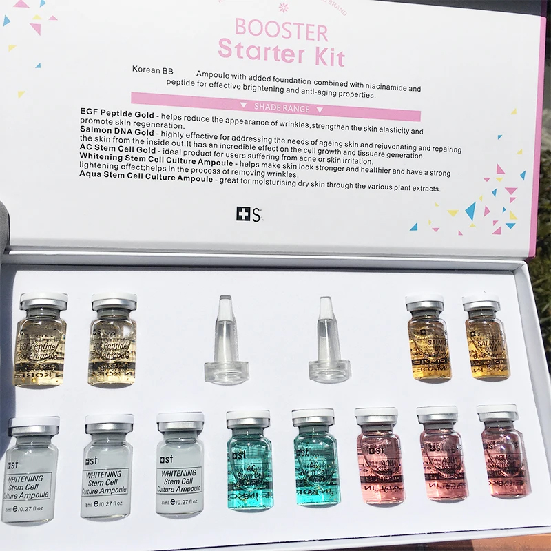 韓国 8 ミリリットル BB クリームグロー初心者スキンブースタースターターキットナイアシンアミド/ペプチドエッセンス美白保湿顔美容