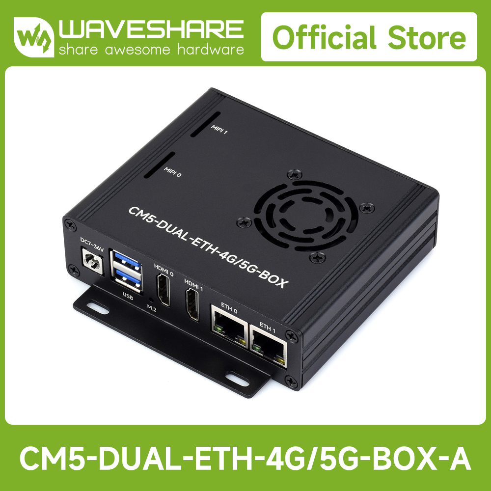 Waveshare Raspberry Pi CM5 用デュアルイーサネットベースボード、4G/5G モジュール、デュアル 4K ディスプレイ出力、デュアル MIPI インターフェイスをサポート