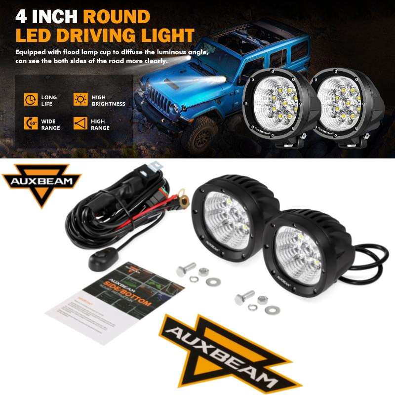 1 ペア 4 インチ 90 ワットラウンドワークライト 3535 LED スポットフラッド LED ドライビングランプジープラングラートラックオフロード SUV ATV UTV