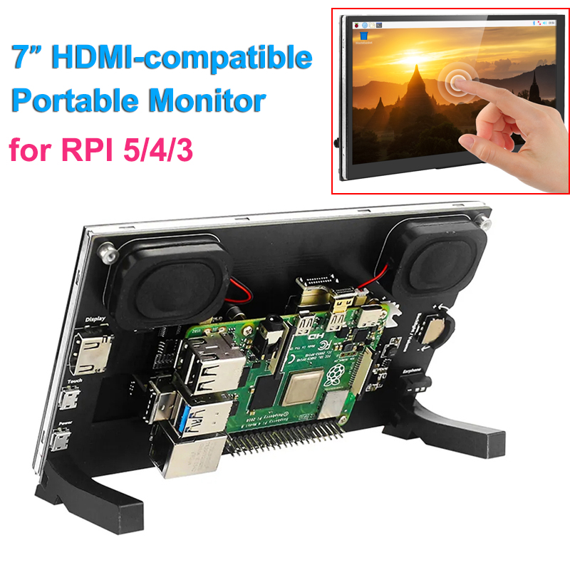 ラズベリーパイ 5 7 インチ IPS タッチスクリーンモニター 1024X600 HDMI 互換 LCD モジュールミニ PC ポータブルモニター RPI 5 4B 3B ゼロ