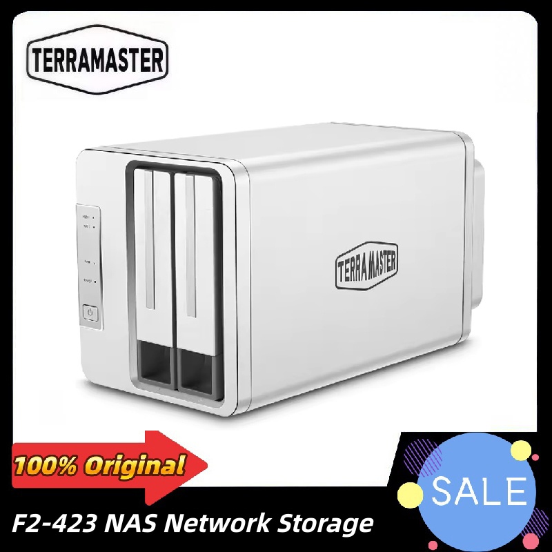 TERRAMASTER F2-423 NAS 2 ベイ ネットワーク ストレージ クアッドコア CPU、4GB DDR4 メモリ、2x2.5GbE ポート、NAS サーバー (ディスクレス)