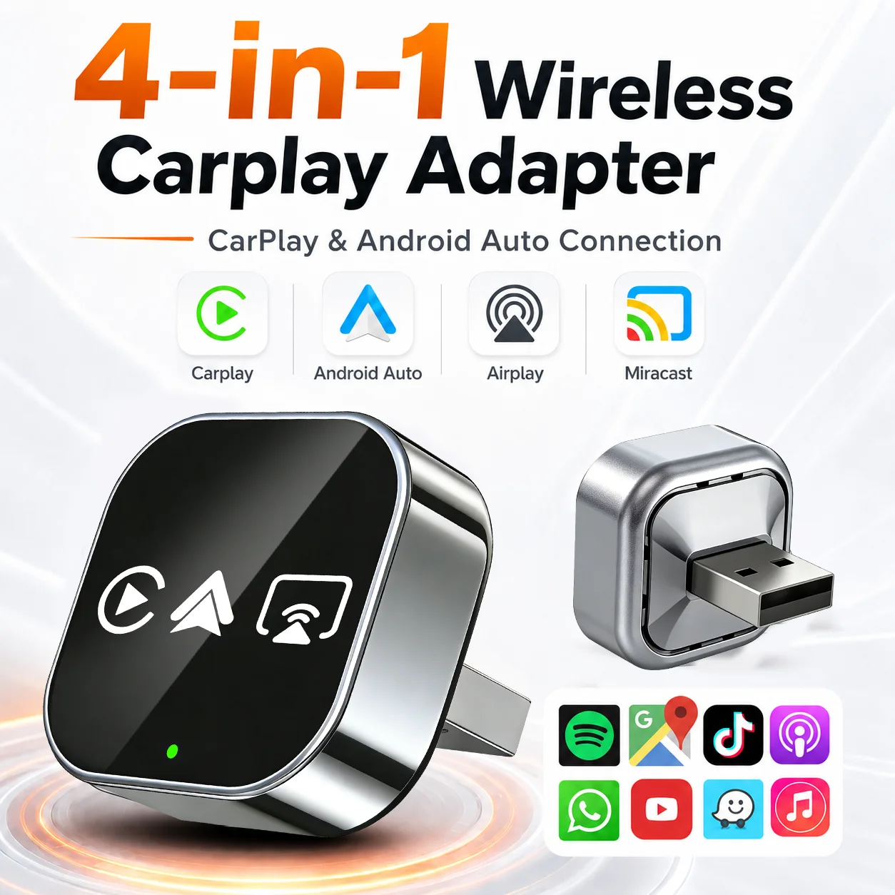 CarRocket カーインテリジェントシステムスマートカーシステム 4in1 ワイヤレス Carplay アダプタ Android 自動内蔵 CarPlay フィット VW FAIT