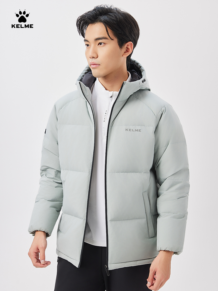 Kelme ショートダウンジャケットメンズ秋と冬のフード付きカップル暖かい綿ジャケットファッショナブルなアウトドアスポーツ厚いダウンジャケット