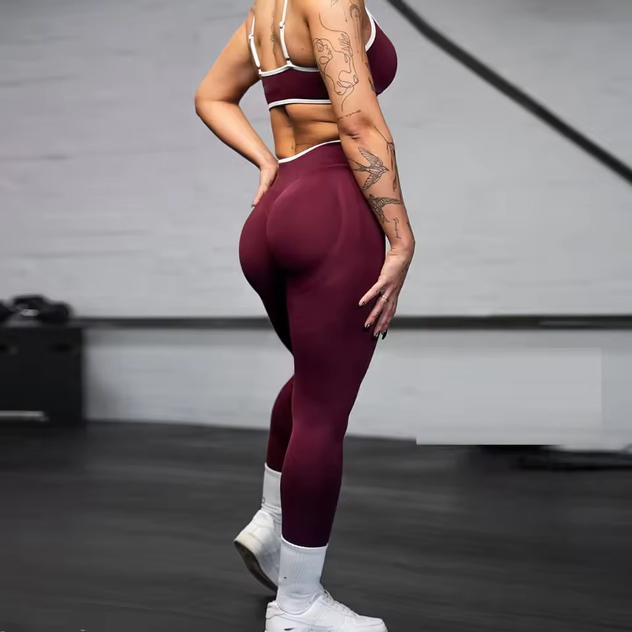 Ignite Seamless Yoga Legging for Women Scrunch Bum Gym Leggings Contrast Sports Tights Workout Push Up Yoga Pants Fitness Tights