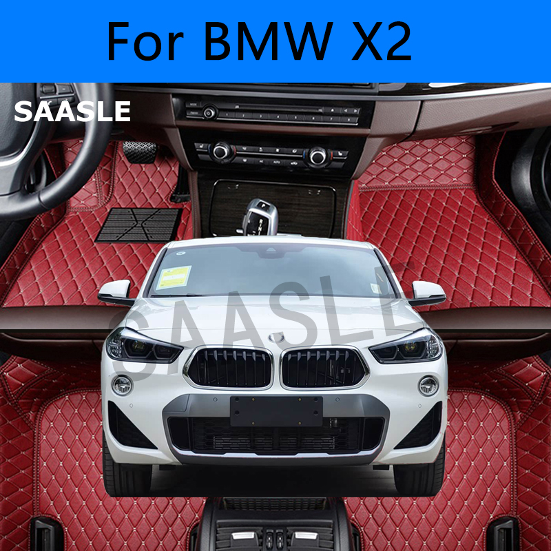 SAASLE カスタム車のフロアマット BMW X2 2017-2024 年自動車カーペット Foot Coche アクセサリー