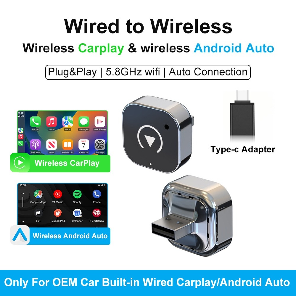 FLIXIVI 2026 ワイヤレス CarPlay アダプター 2-in-1 ミニ有線 - Apple 用ワイヤレス ドングル