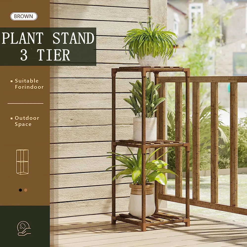 3段植物スタンドラック屋外フラワーポット植物棚ホルダー、屋内パティオガーデンプランター植木鉢ディスプレイスタンド収納ラック