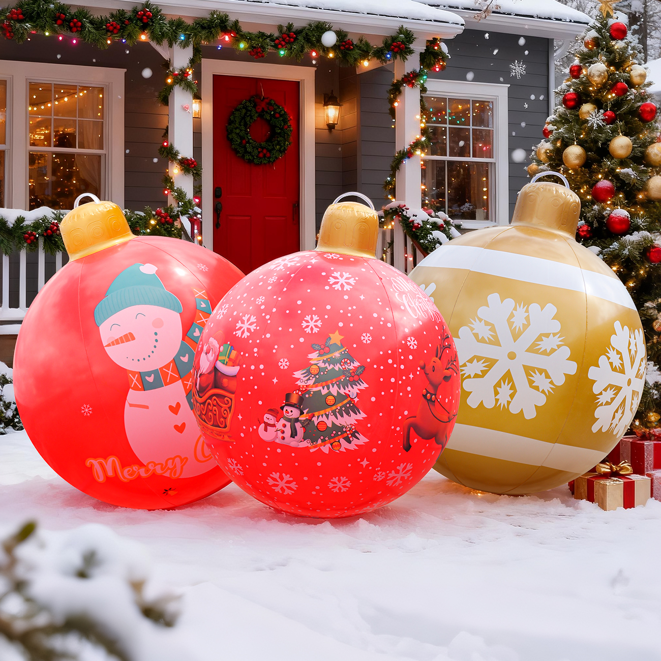 1PC インフレータブルクリスマスオーナメントボール大型 PVC ホリデーインフレータブル装飾ボール