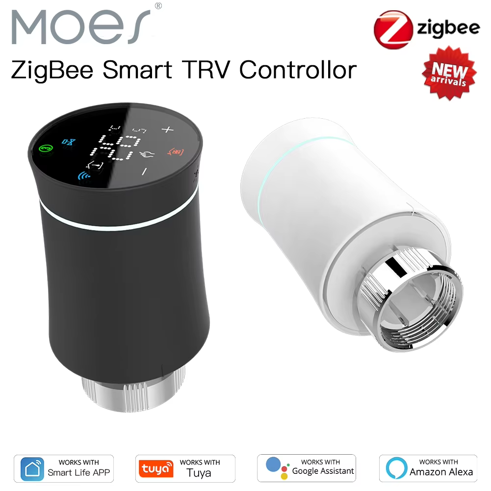 MOES ZigBee 3.0 TRV サーモスタット Tuya ラジエーター アクチュエーター バルブ スマート プログラマブル温度コントローラー Alexa Google 音声コントロール