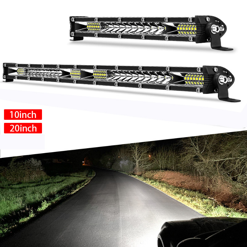 スリム LED ライトバー 20 インチ 10 インチスポットフラッドコンボビームバラ LED SUV 4X4 オフロード LED ワークランプ 12V 24V 自動運転ライト