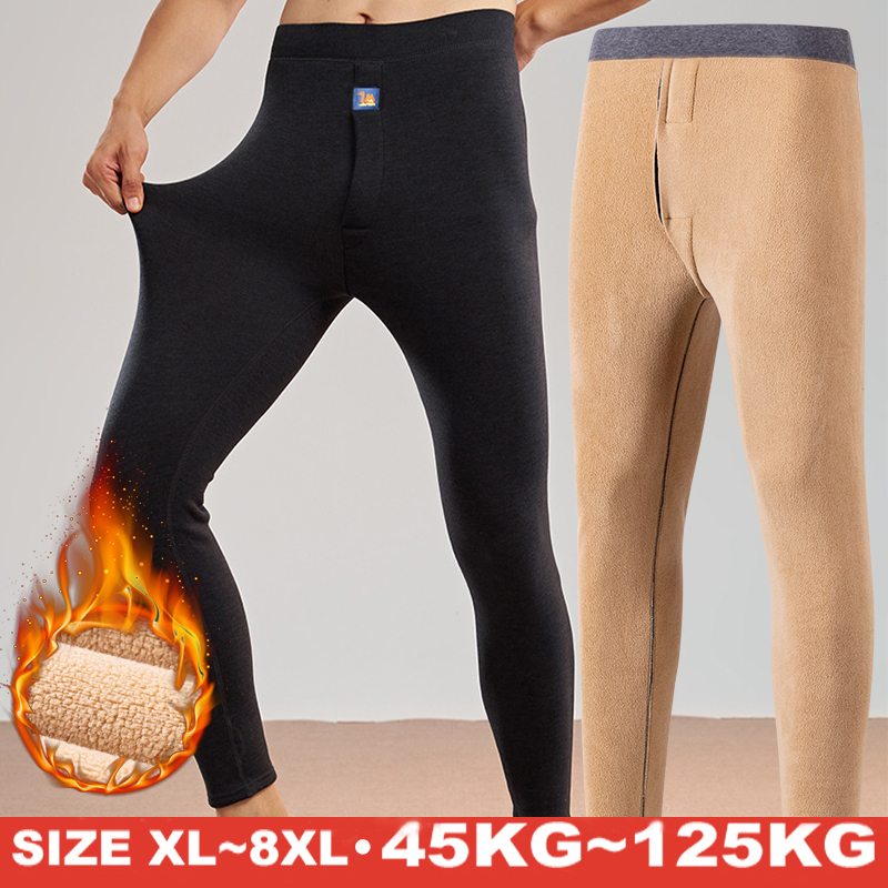 メンズ秋と冬のフリース保温パンツスリムサーマル下着パンツソフトで快適なメンズプラスサイズ 8XL 7XL 6XL レギンス