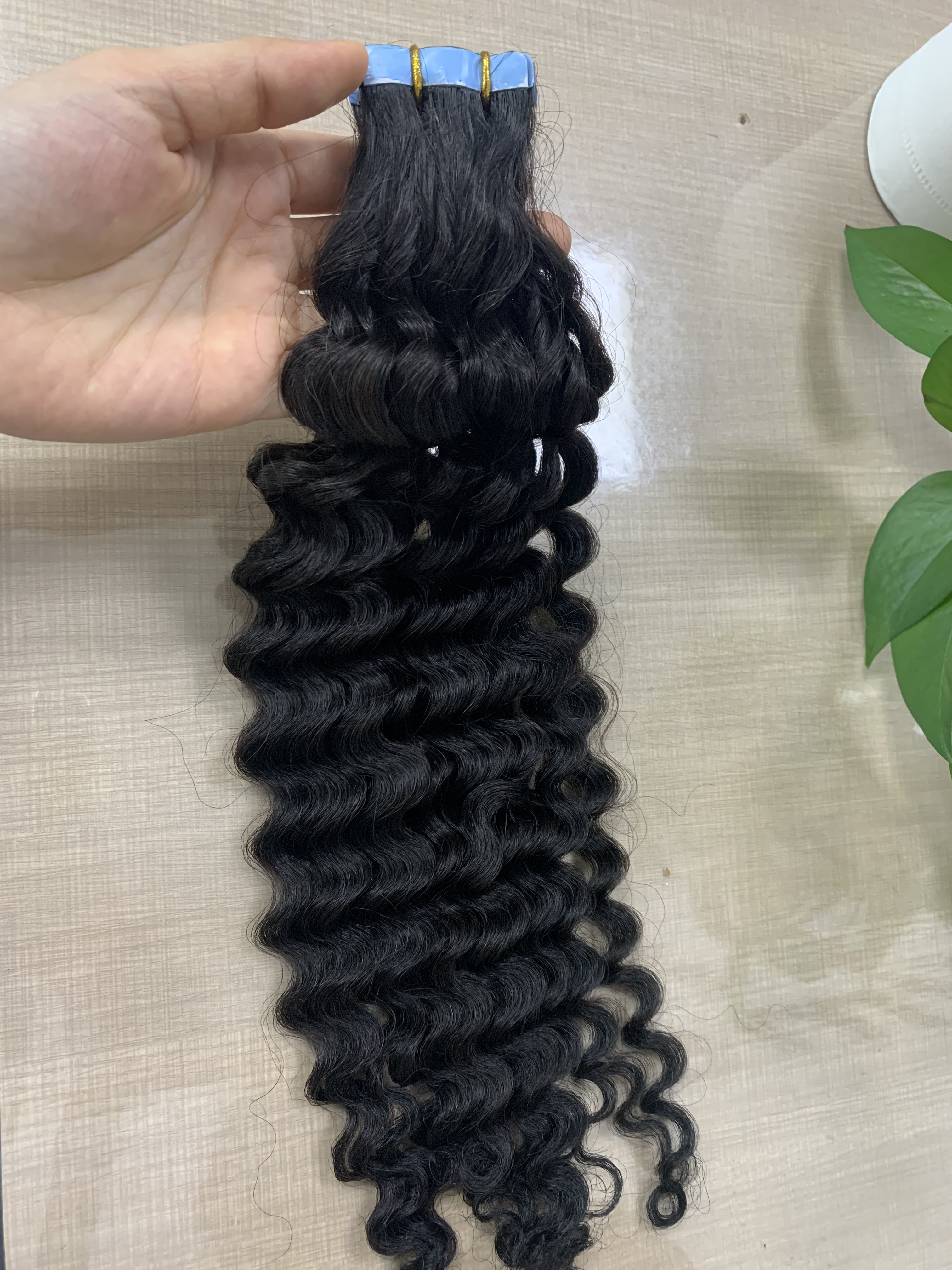 ディープウェーブテープヘアエクステンション人毛 2.5 グラム/ピース 20 ピース/パック両面粘着テープ髪ナチュラルシームレススキン横糸