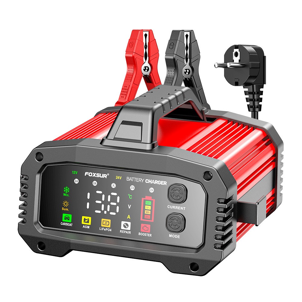 ポータブル 25A/15A スマート車のバッテリー充電器 12V-24V オートバイ鉛酸 AGM ゲル LiFePo4 電池車のブースターパルス修理