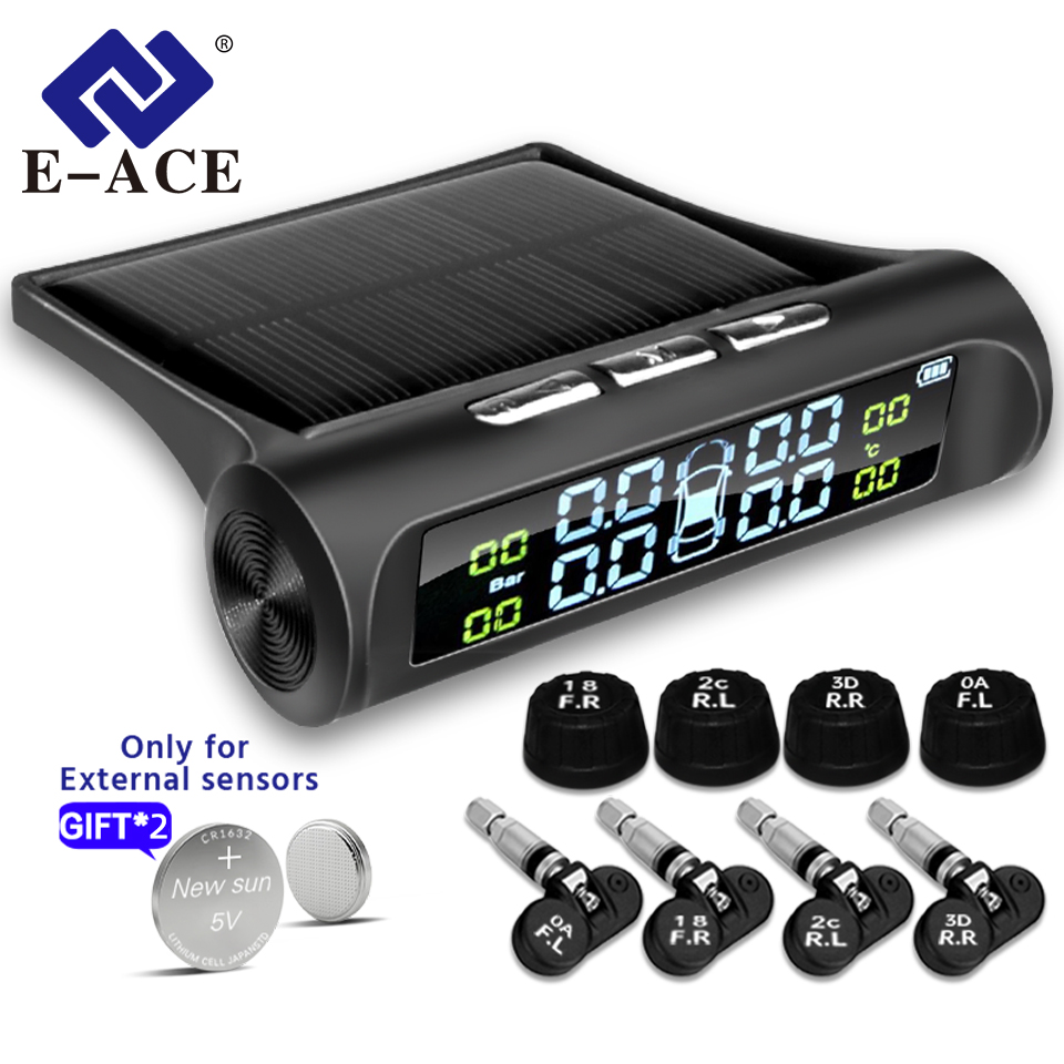 E-ACE 太陽光発電 TPMS 車のタイヤ空気圧警報モニターシステム自動車セキュリティ警報システムタイヤ空気圧温度警告