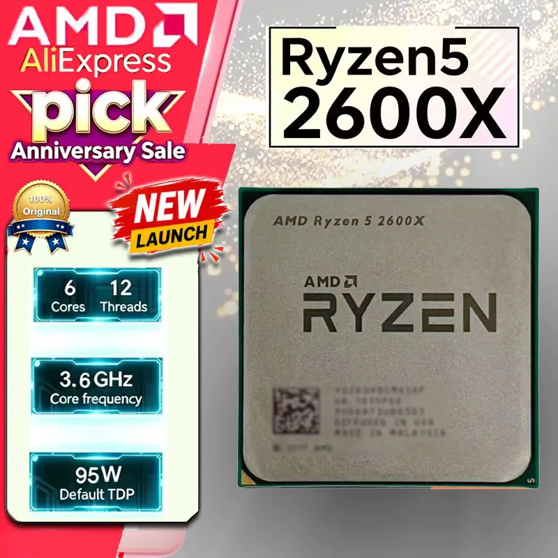 AMD Ryzen 5 2600X R5 2600X AM4 デスクトップ CPU 6C12T 3.4GHz ベース周波数マルチスレッド ゲーム プロセッサ