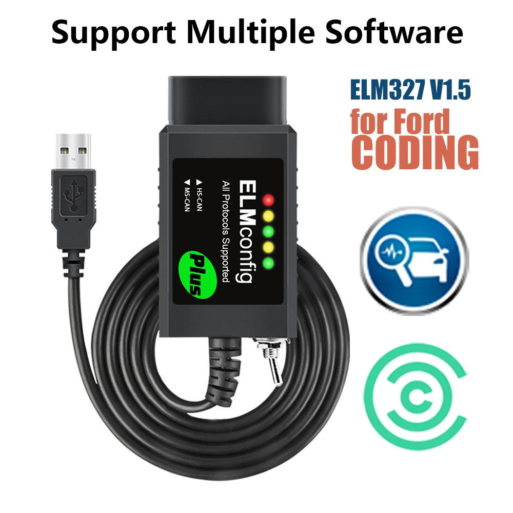 フォード FORscan USB OBD2 ELM327 V1.5 スイッチ CH340 PIC18F25K80 チップ Forscan FoCCCus HS CAN と MS CAN 車診断ツール