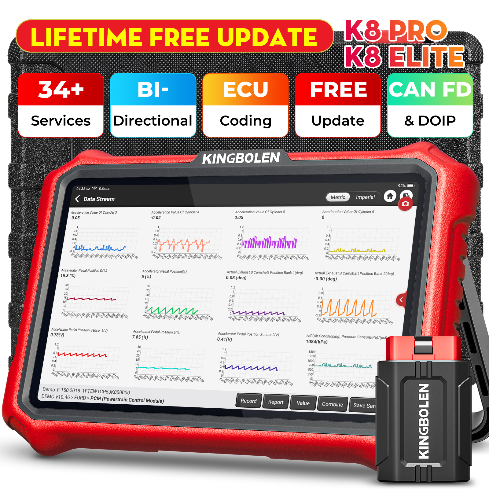 【生涯無料アップデート】2026年新型KINGBOLEN K8 PRO K8 ELITE高度な車診断ツールECUコーディング双方向テストCAN FD