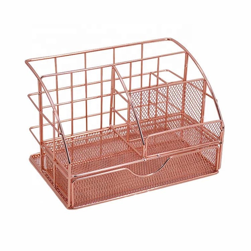 Gold and  Rose Gold Mesh Office Supplies Accessories  Desk Organizer for Home & Office Desktop Organization