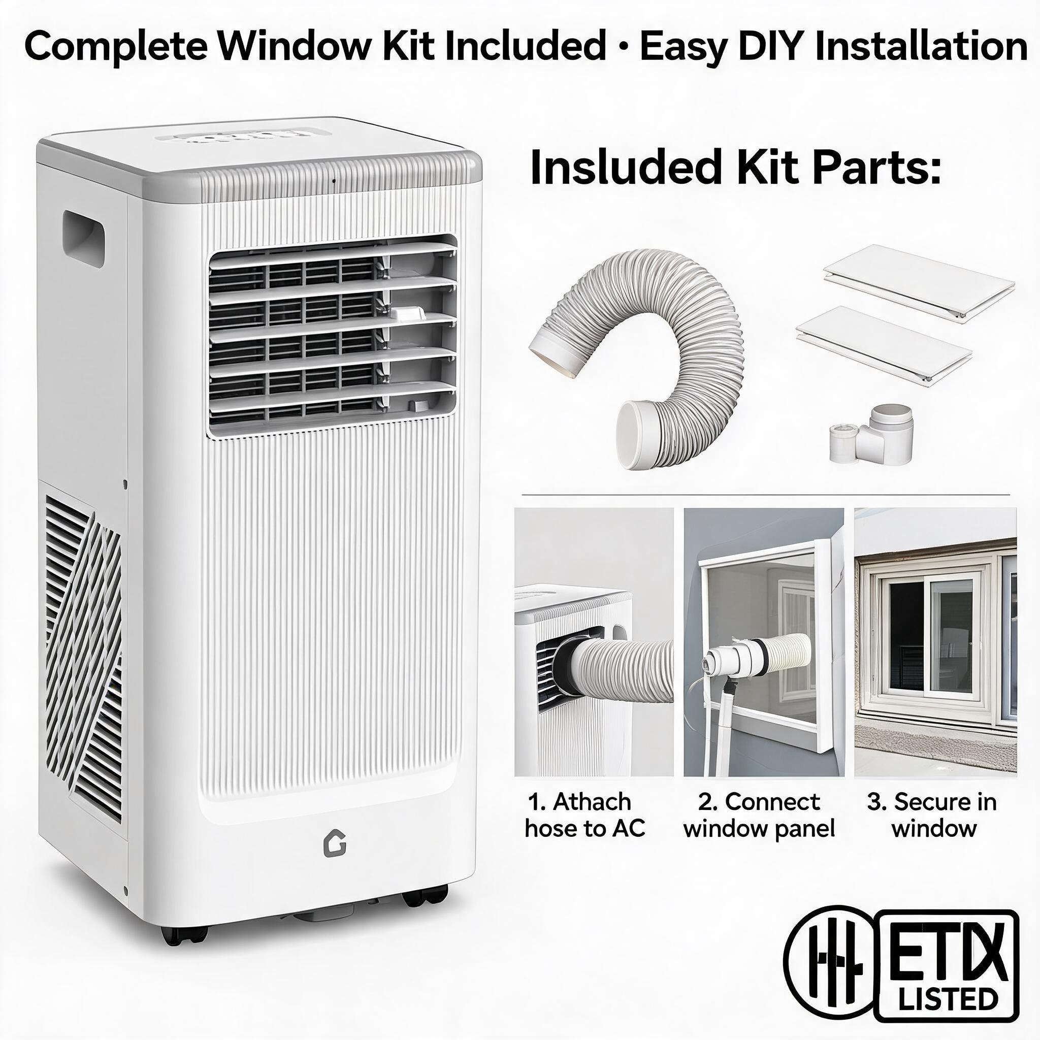 8000 BTU ポータブルエアコン 4-In-1 冷却除湿ファン 24H タイマー付き 静かなフロア AC 最大 350 平方フィートの部屋用 リモートウィンドウキット ホーム ベッドルーム オフィス 操作パネル
