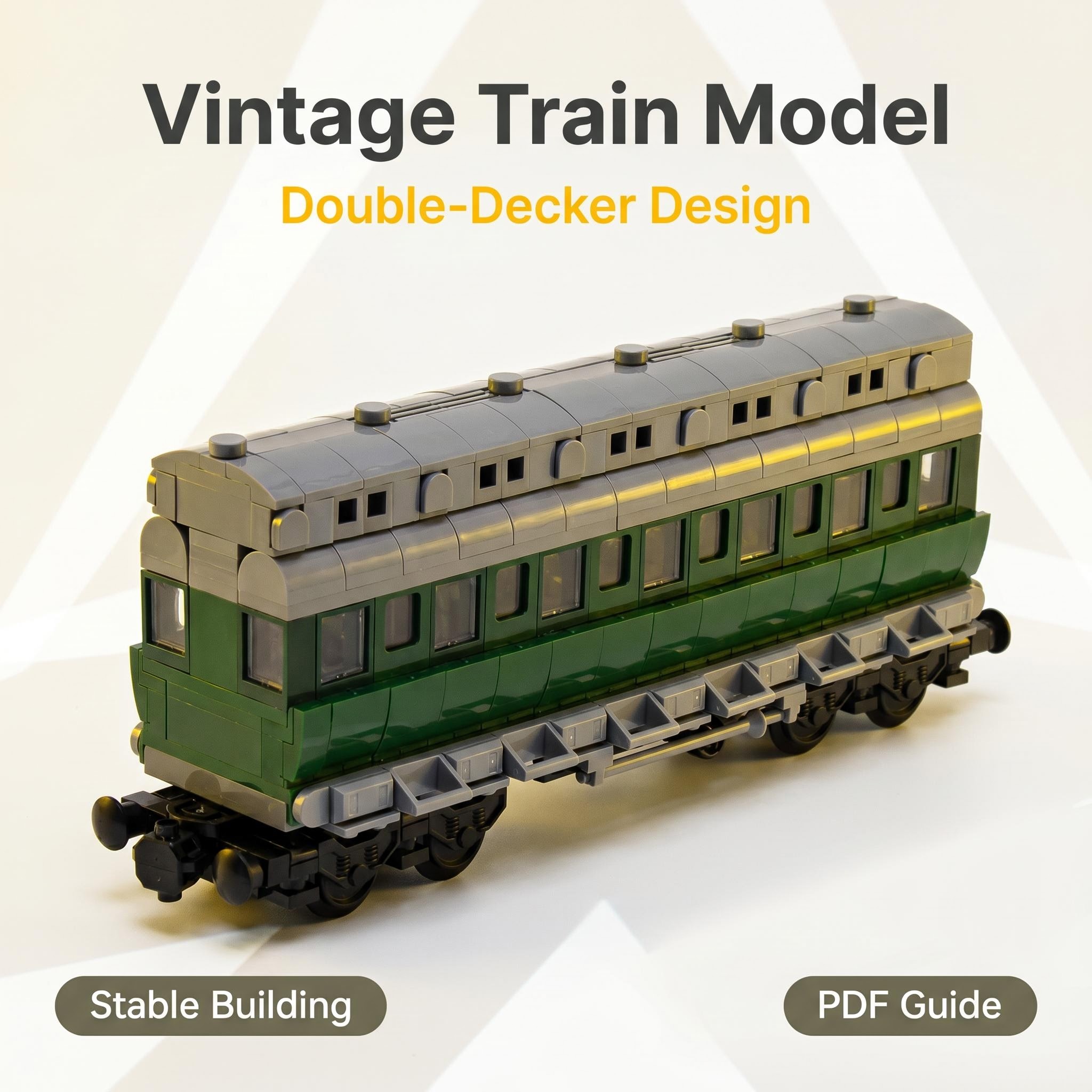 26 センチメートルレトロ二階建て旅客列車車両ビルディングブロックモデルグリーングレークラシック列車ディスプレイおもちゃ愛好家のため