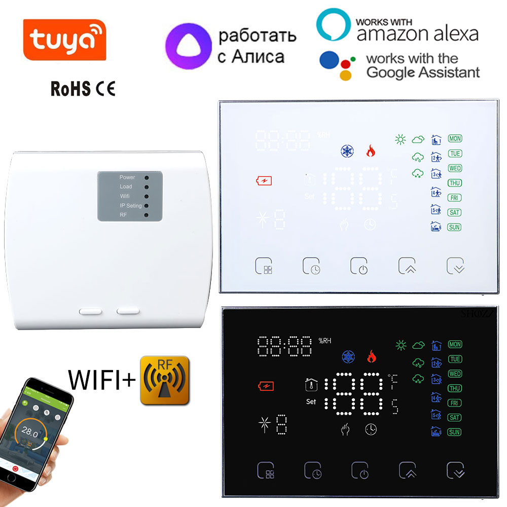 Yandex アリスワイヤレスサーモスタット Wifi スマート温度コントローラー RF サーモスタットガスボイラードライコンタクト、アクティブ電気