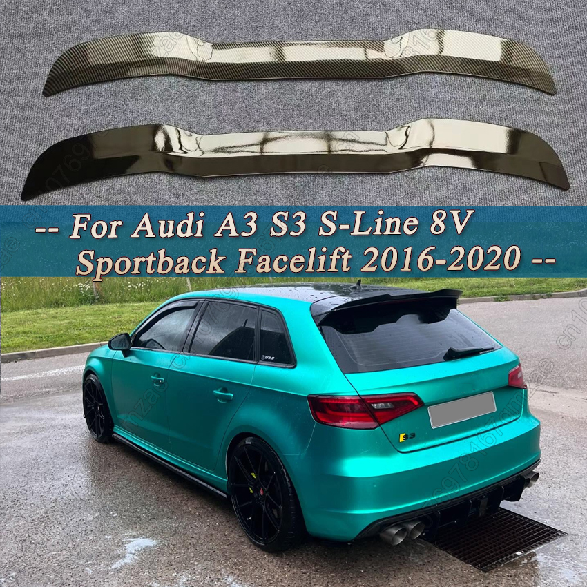 リアトランクルーフスポイラーウイングアウディ A3 S3 S ライン 8V スポーツバックフェイスリフト 2016-2020 ABS プラスチックマクストンスタイル空力キット