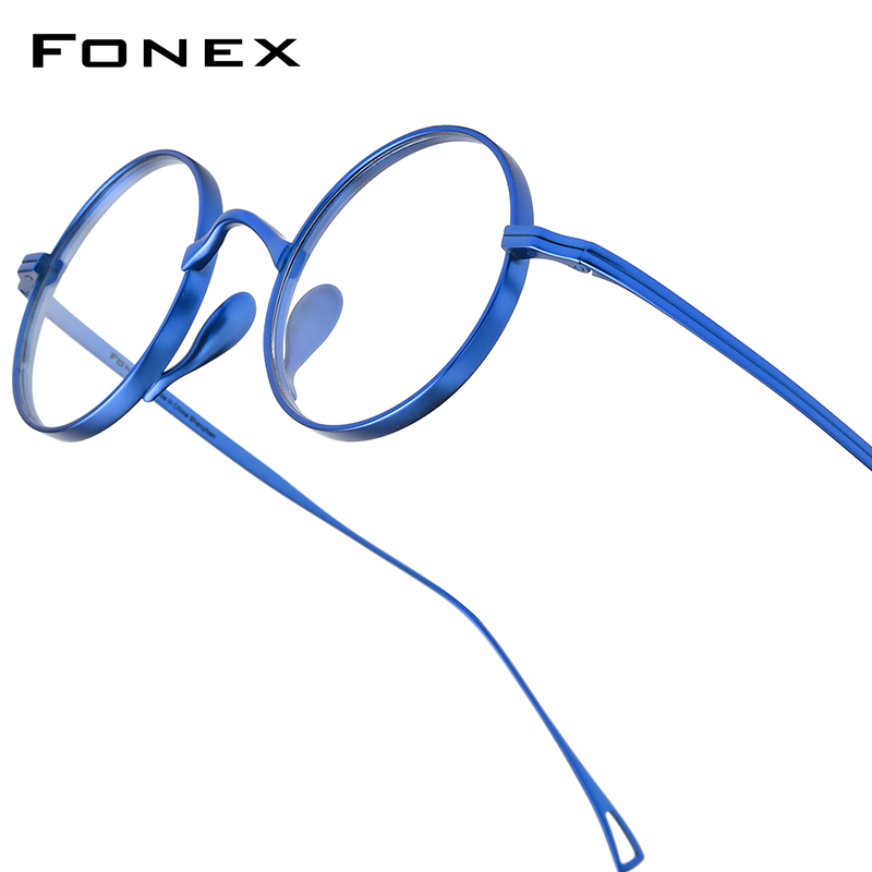 FONEX 純チタンメガネフレーム男性新ブランドデザインラウンド眼鏡女性レトロヴィンテージ日本高品質眼鏡 85644