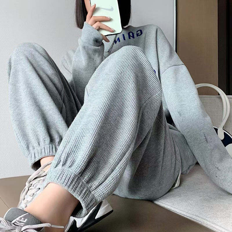 春秋ルーズカジュアルパンツ女性 2023 黒グレー Pantalones Mujer パンタロンファムジョガーパンツプラスサイズの女性レギンス