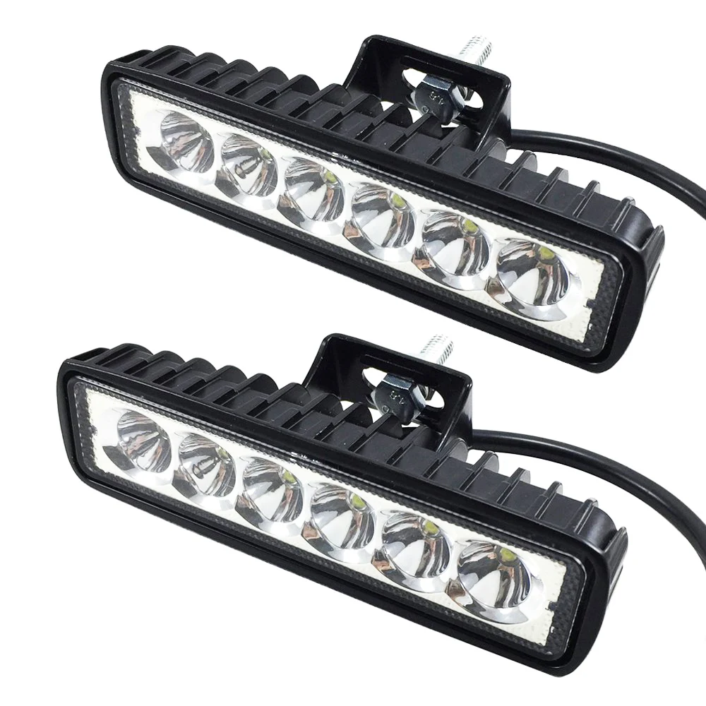 2 個 6 "18 ワット LED ライトバー 12 V 24 V オートバイオフロード 4 × 4 ATV スポットデイタイムランニングライトトラックトラクター警告作業スポットライト
