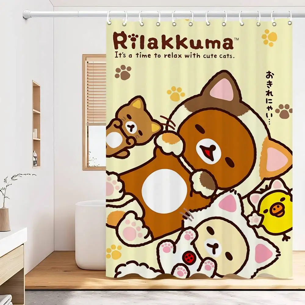 Classics R-rilakkuma-A 1pc シャワーカーテンポリエステル防水シャワーカーテン浴室パーティションカーテン装飾 Accessorie
