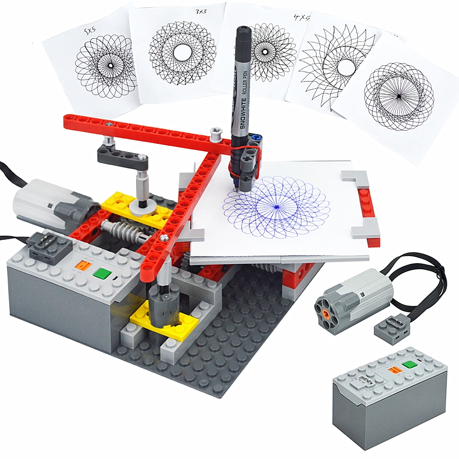 MOC 5110 プロッター電動モーターレンガ描画機モデル図面技術組み立てるビルディングブロック子供のおもちゃクリスマスギフト