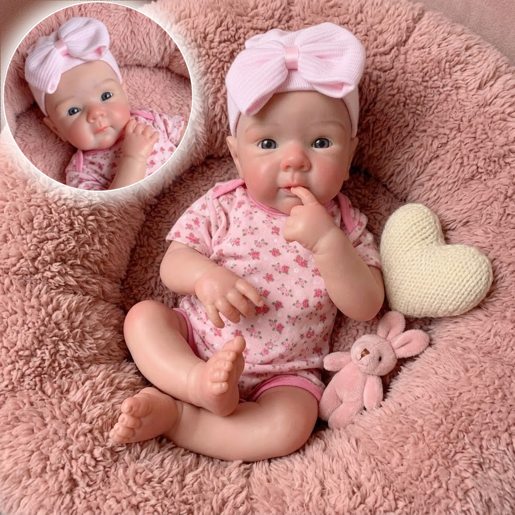 OhardDolls-45cm 洗える柔らかいベベリボーンデシリコーン女の子人形、口を開けて塗装済み