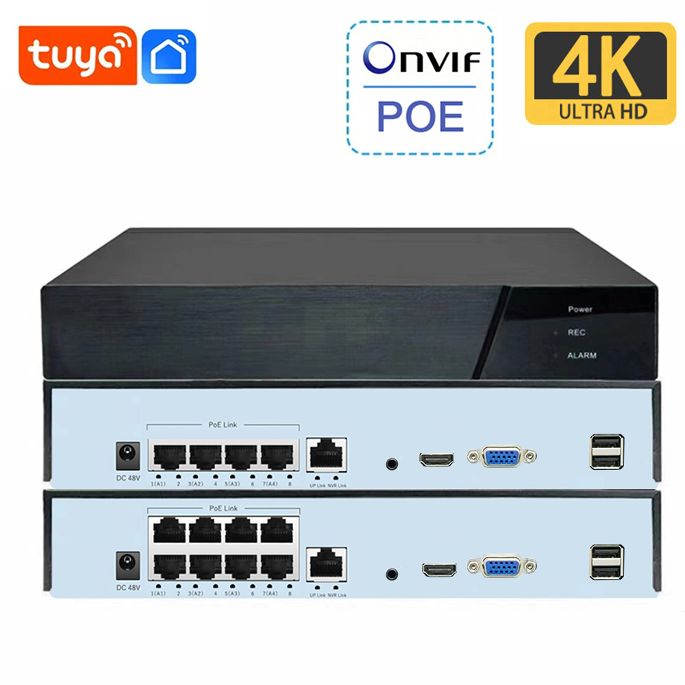 SmartCnet 4K 8MP Tuya Smart Life 8CH 4CH POE ONVIF NVR ビデオレコーダー H.265 IP カメラ CCTV システム ネットワーク P2P ビデオ監視