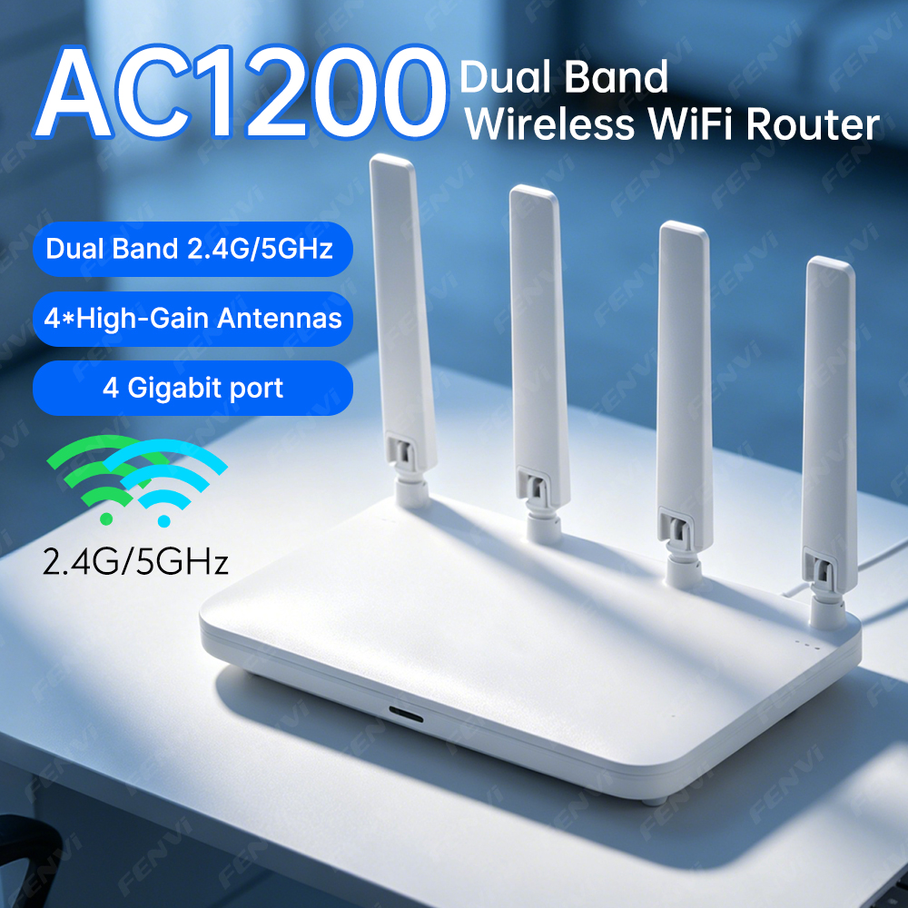 AC1200 WiFi ルーター 1200Mbps ワイヤレスエクステンダー WiFi ブースターデュアルバンド 2.4/5GHz WiFi リピーター 100/1000Mbps WAN ポートギガビットルーター