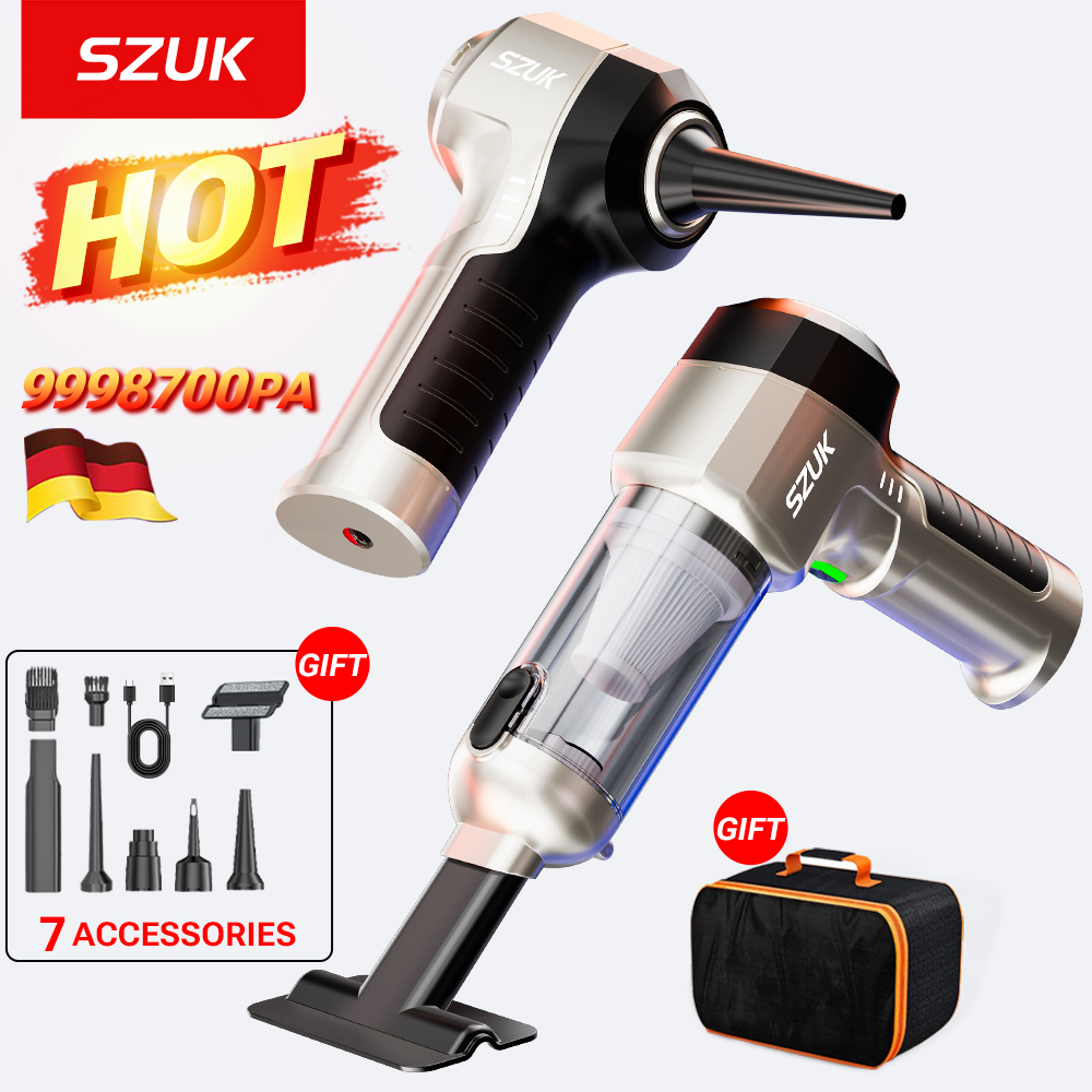 SZUK 車用掃除機 ミニ 9998700PA 強力なコードレスポータブル掃除機家電用ハンドヘルド送風機車クリーナー