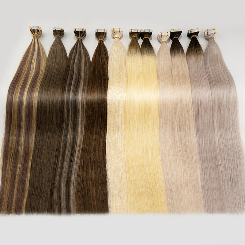 さまざまな色テープヘアエクステンション 18 "-30" レミー両面粘着人毛機械織り込み迅速な髪延長