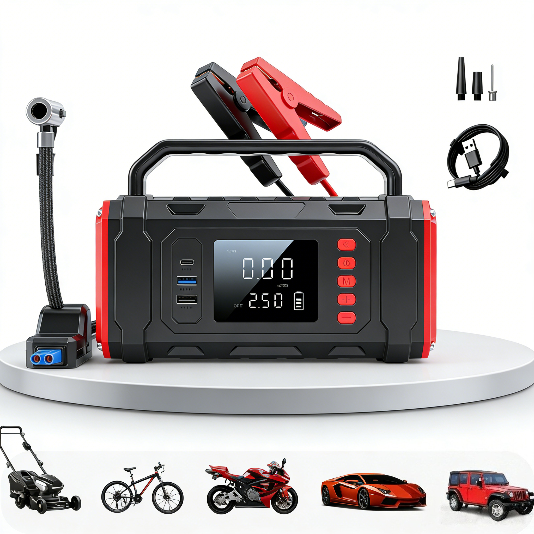 20000mAh 5000A 車のジャンプスターター電源銀行車のバッテリー充電器ポータブルタイヤインフレーター自動緊急ブースタージャンプスタートデバイス