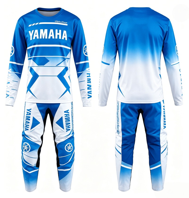2026 夏ヤマハファッショントレンドブルー長袖パンツセット男性女性日焼け防止オートバイ乗馬スポーツウェア