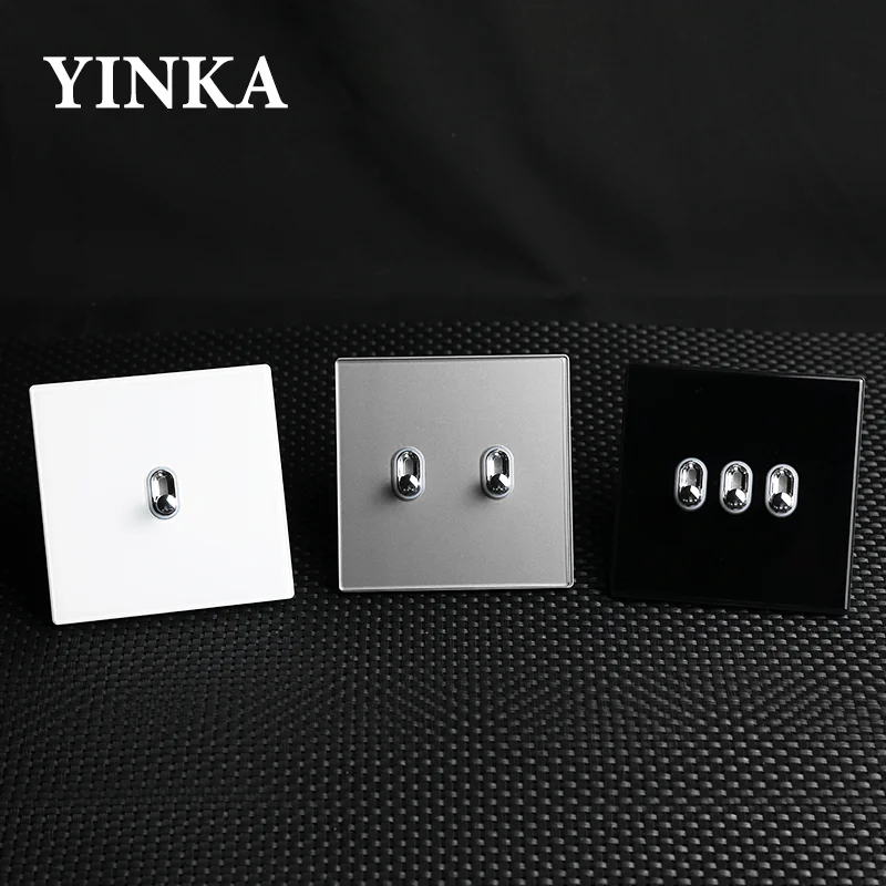 YINKA 20 ワットタイプ c 壁ソケット EU ソケットアウトレットデュアル USB 高速充電ライトスイッチ強化ガラス 1/2/3/4 ギャングコンセントレトロスイッチ
