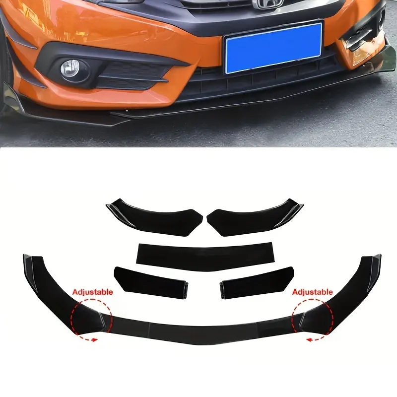 5 個ユニバーサル車のフロントバンパーリップボディキットスポイラースプリッター ABS バンパーカナードリップスプリッターユニバーサルカーアクセサリー