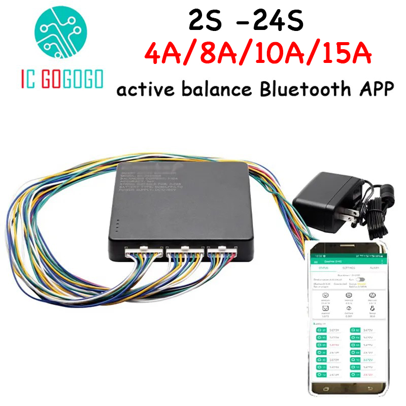 1mv 4A 8A 10A 15A アクティブバランサー 2S 4S 8S 10S 16S 20S 22S 24S 24V 48V リチウムイオン Lifepo4 LTO 携帯 Bluetooth APP バランスイコライザー