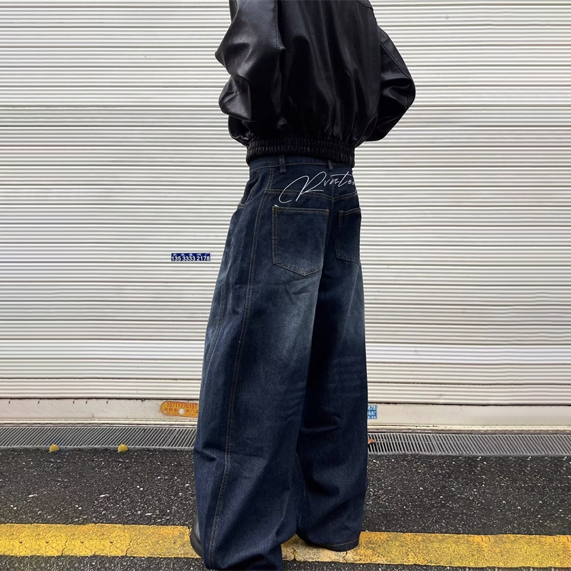 アメリカのゴスレタープリントだぶだぶのデニム Pantalones Hombre 秋 Y2K ストリートストレートジーンズヒップホップファッションジーンズズボン