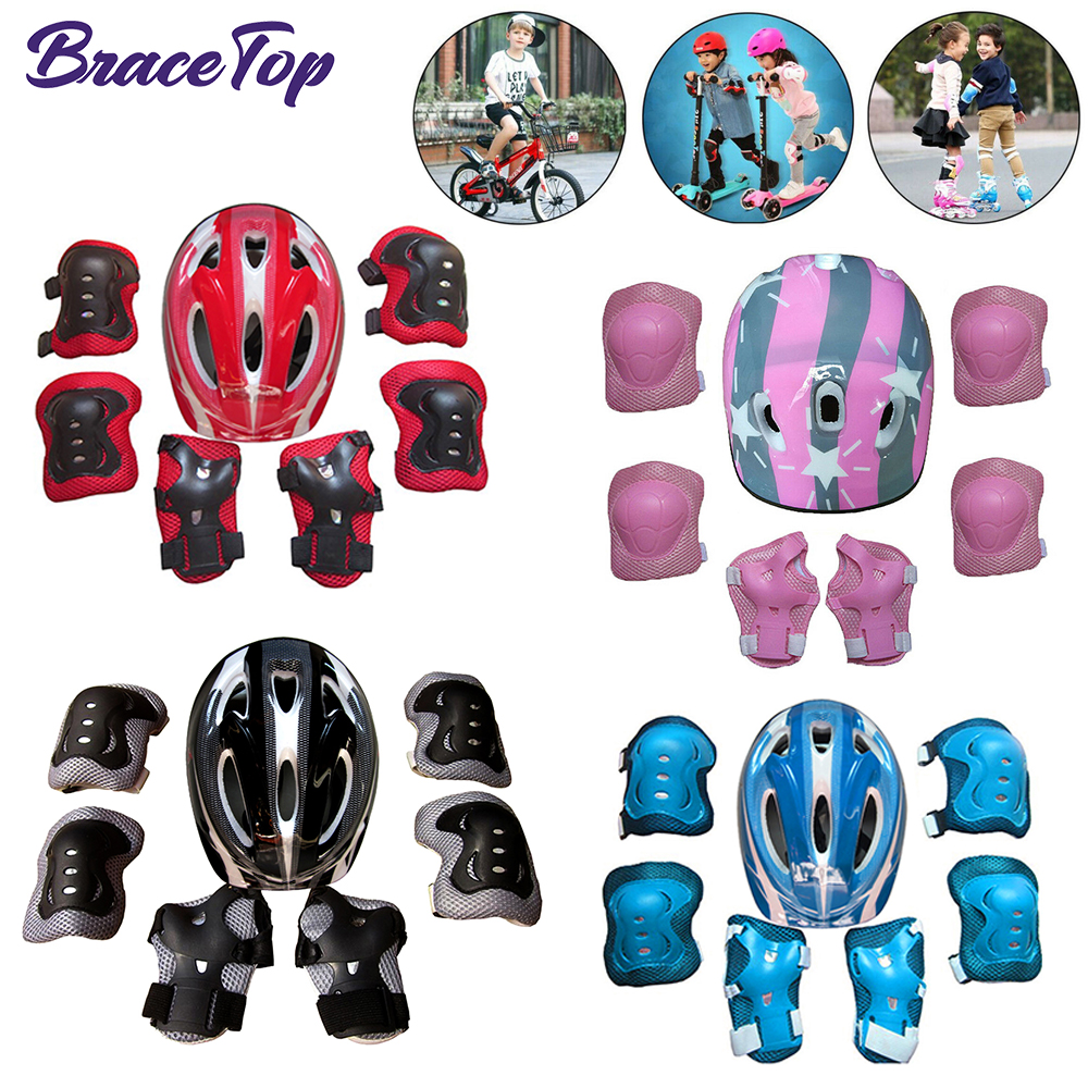7 個子供スケート保護具セット子供膝手首ガード肘パッド自転車スケートボードアイススケートローラープロテクターガード