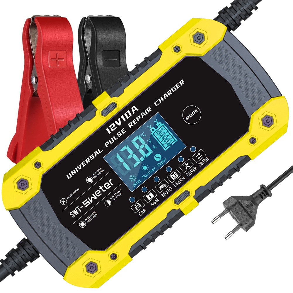 EU プラグ 12V 10A SWT-1880 自動車バッテリー充電器車オートバイバッテリー急速充電 Lifepo4 AGM ゲルウェット鉛酸 Sma