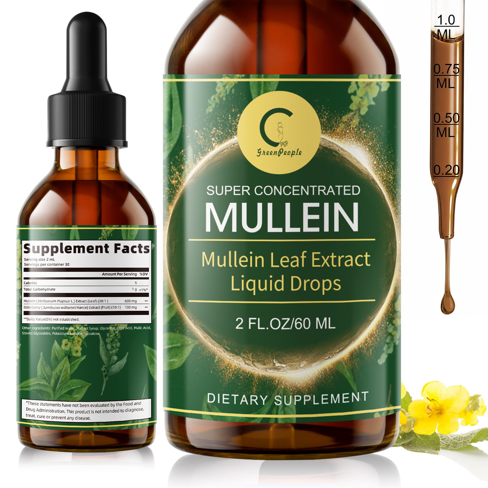 GPGP Greenpeople 60ML モウズイカドロップス肺の健康、肺のデトックス