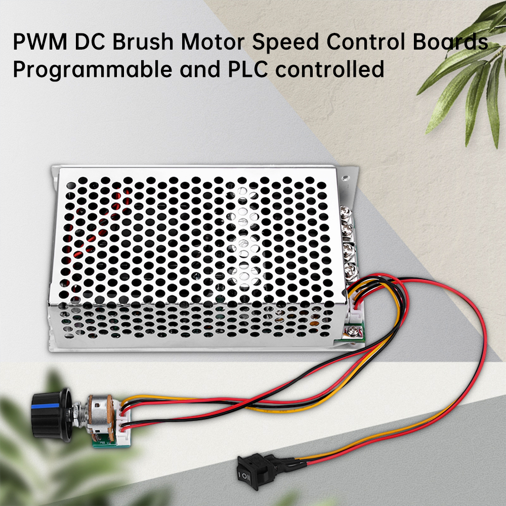 PWM DC ブラシモータースピードコントローラーワイド電圧 DC 10-50V 100A 3000W プログラマブル PLC 制御ファン付き産業用 DIY