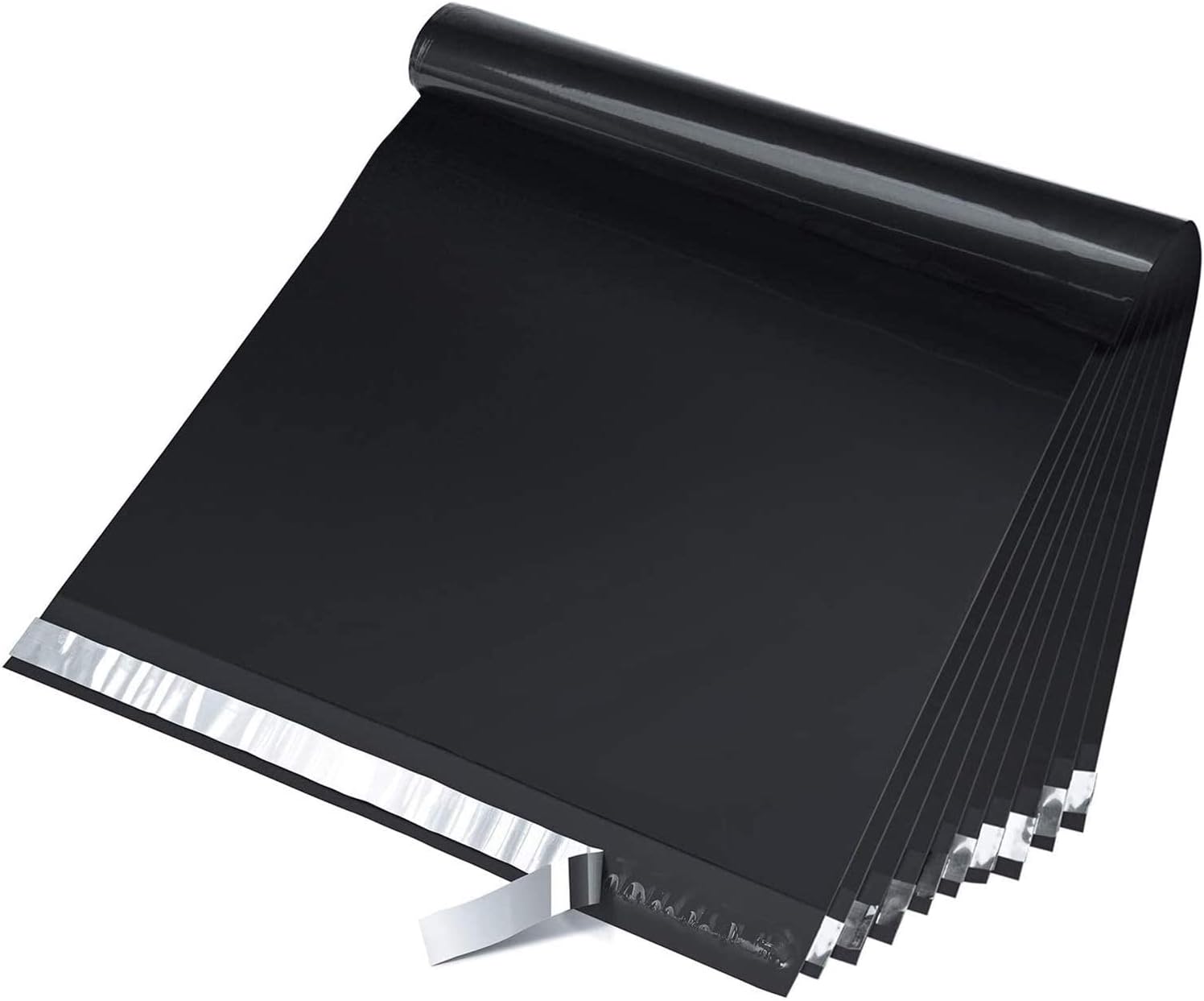 14.5x19インチ ポリメーラー 100枚入り、衣類用防水配送バッグ、強力粘着、耐久性のある封筒、黒