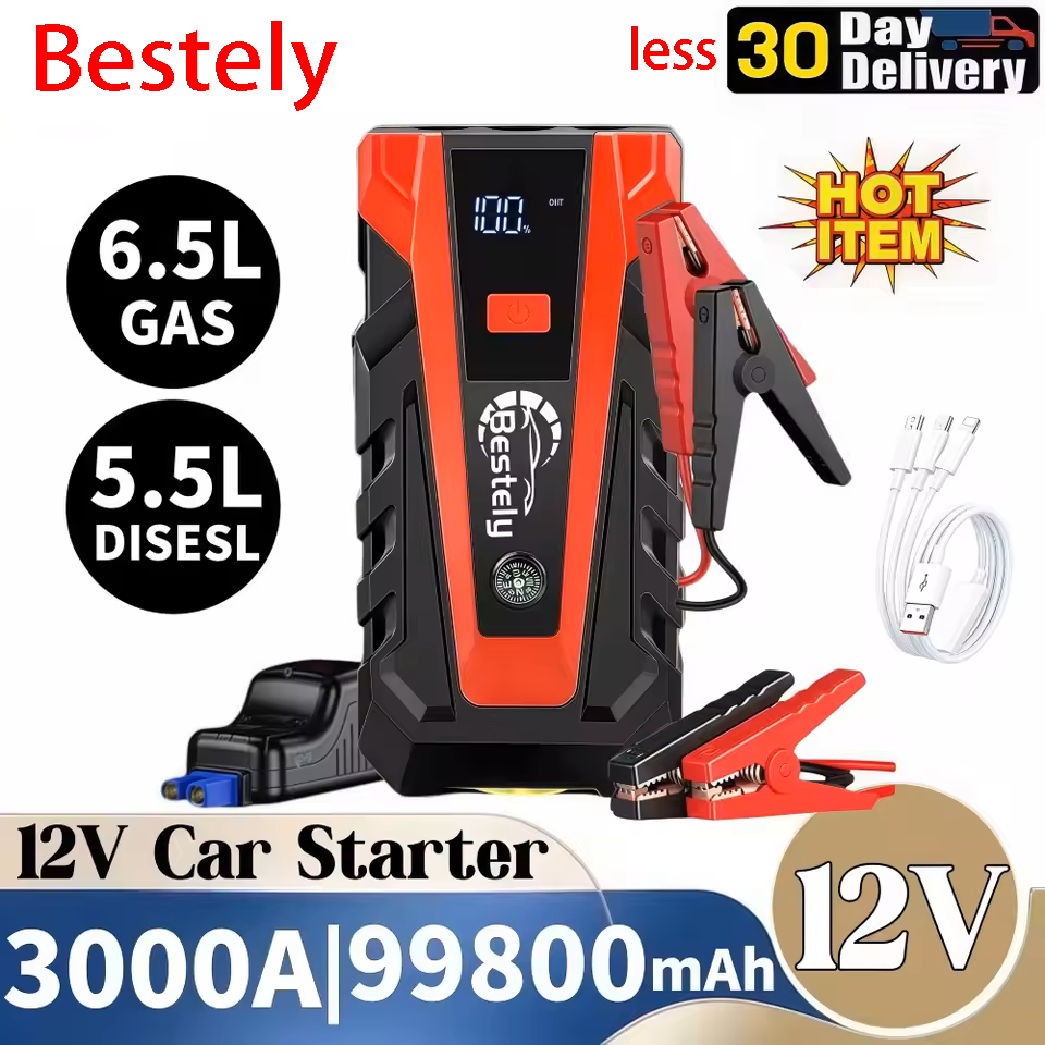 Bestely\12V 3000A 車のバッテリージャンプスターターポータブル充電器車のブースター自動起動装置緊急スターター急速充電