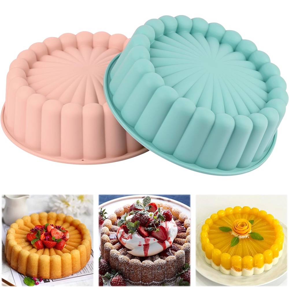 2PCS Cake Pan Round Cake Pan Non-Stick Silicone Mold Cheesecake Wedding Birthday Party Chocolate Cake Rainbow Cake  Baking Tools