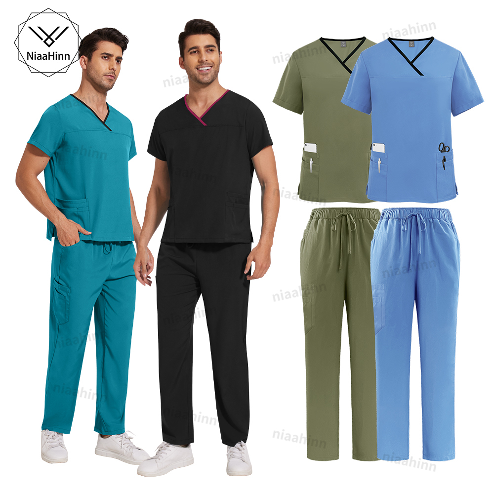 Hospital Nurse Scrubs Sets Male Men Spandex Scrubs Medical Uniforms Soft Nursing Scrub Uniform Set for Women Breathable Workwear